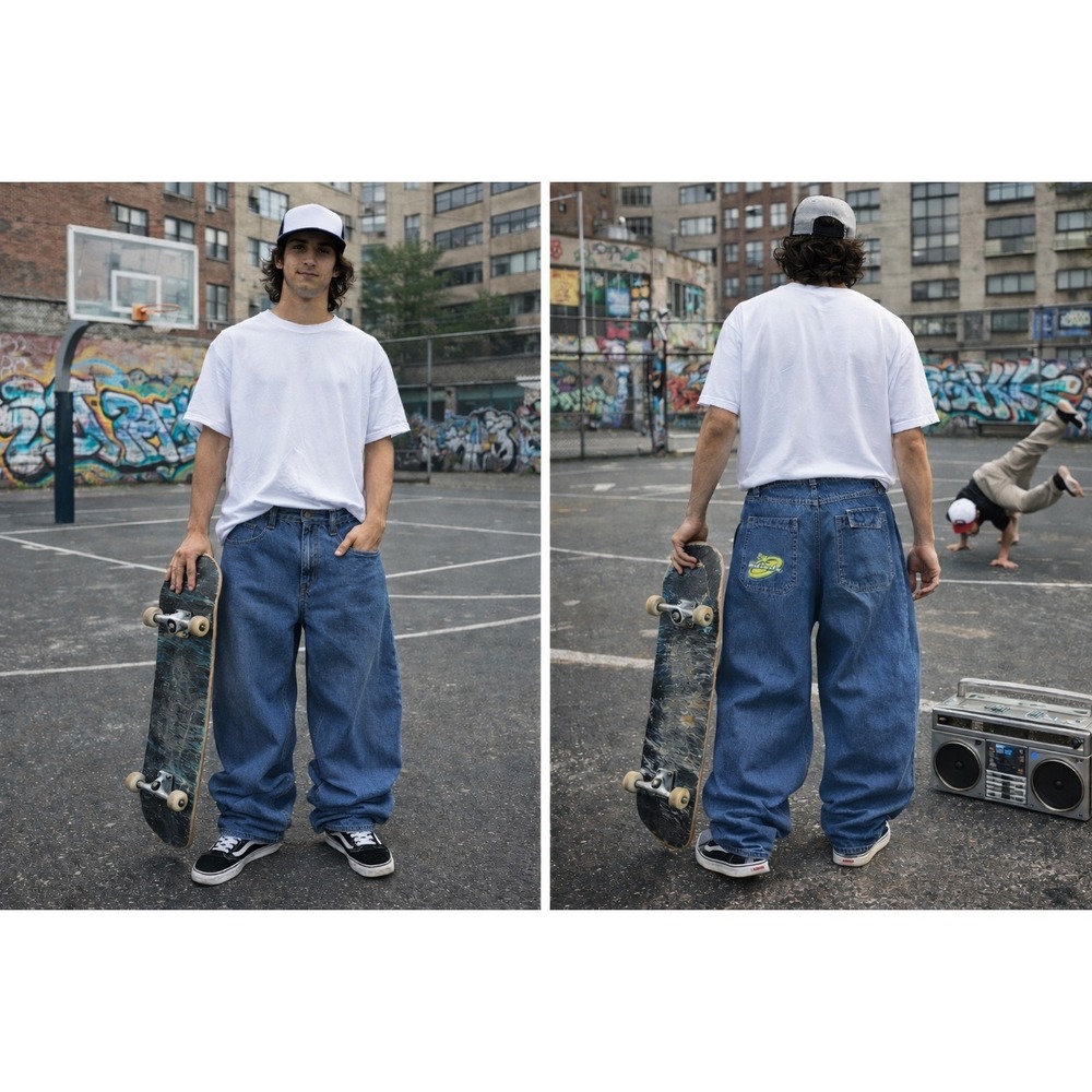 Vintage‎ Y2K A-Lab Hip Hop Ultra Baggy Wide Leg Skater Jeans JNCO Style Sz 28